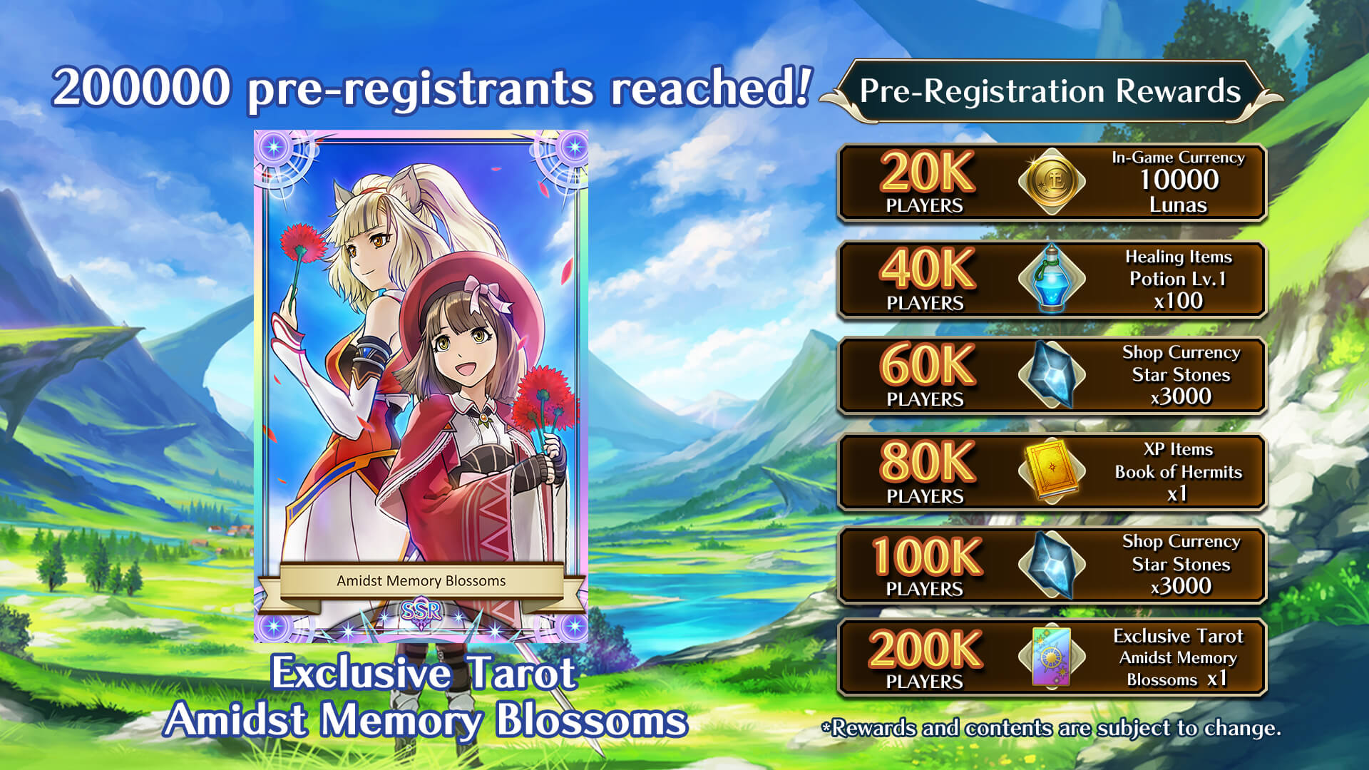 Pre-Registration Rewards