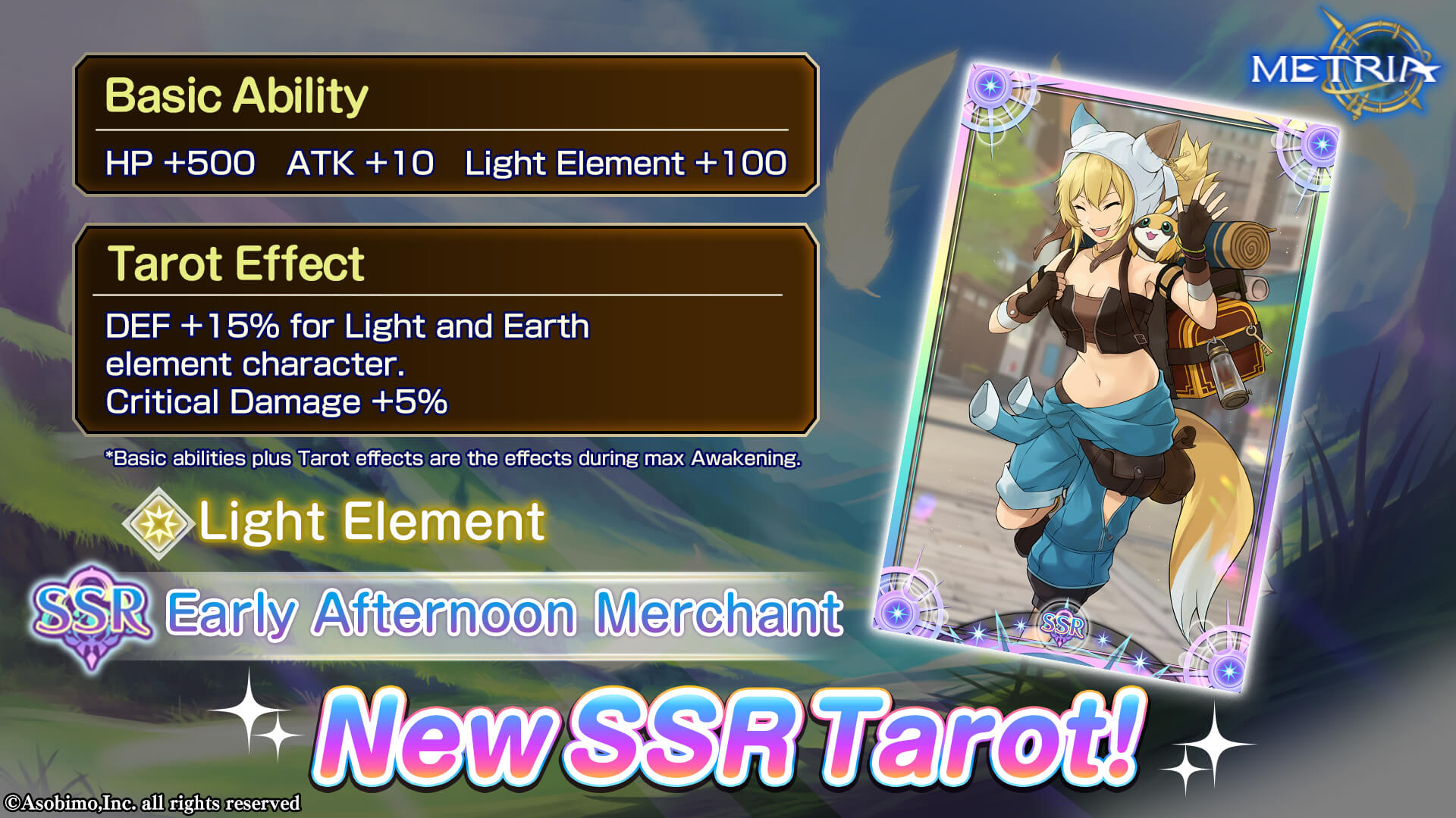 Light Element New SSR Tarot: "Early Afternoon Merchant" Available for Purchase!